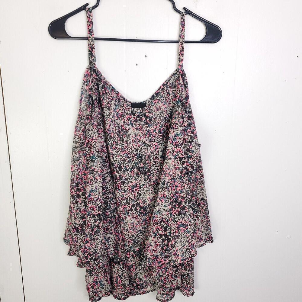 Torrid Top Womens 2X Cold Shoulder Kimono Colorful Micro Florals Busy Tank